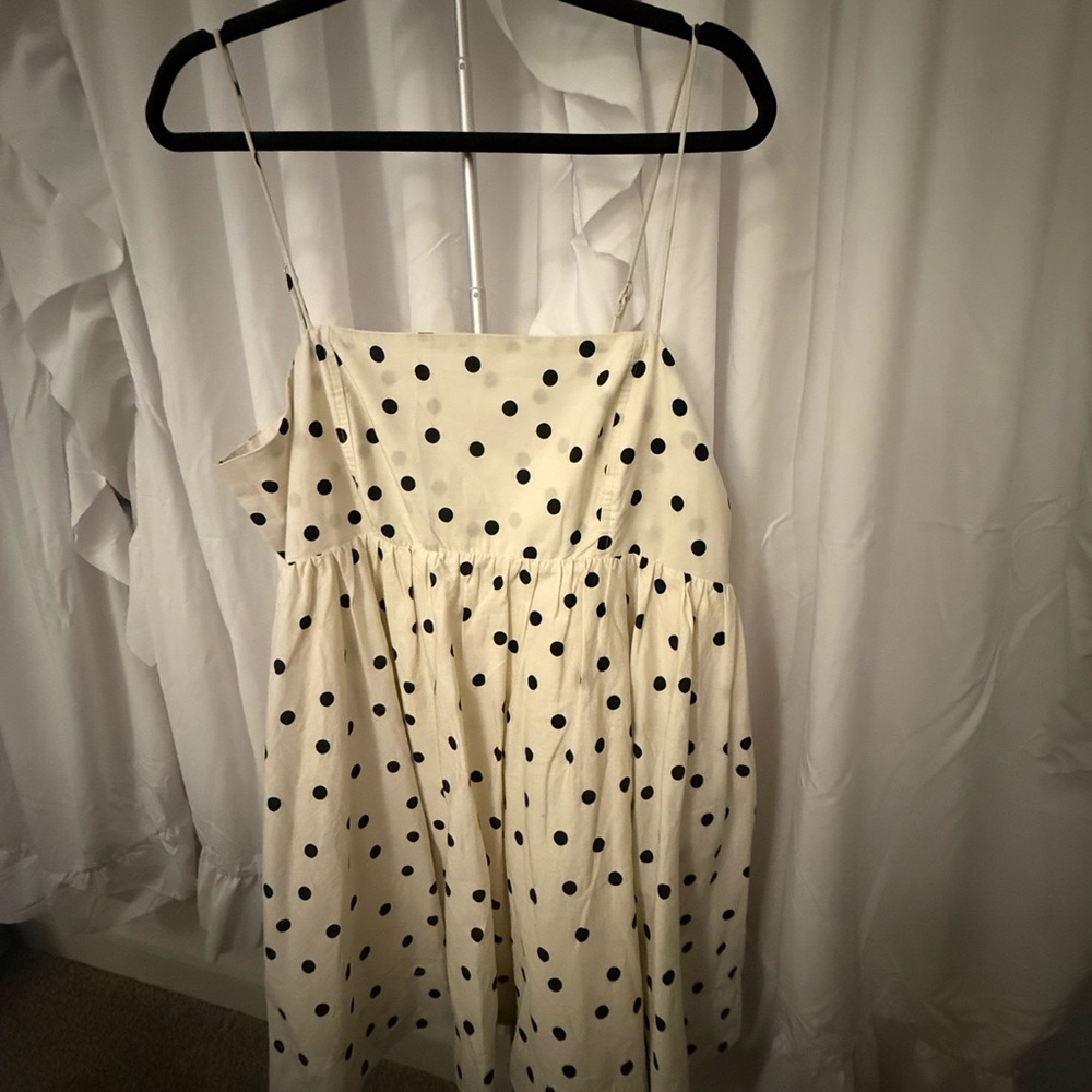 Anthropologie Cream and Black Polka Dot Mini Dress